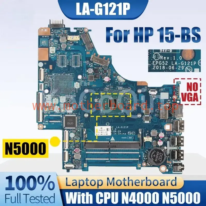 LA-G121P For HP 15-BS Laptop Motherboard N4000 N5000 L19050-601 L24004-601