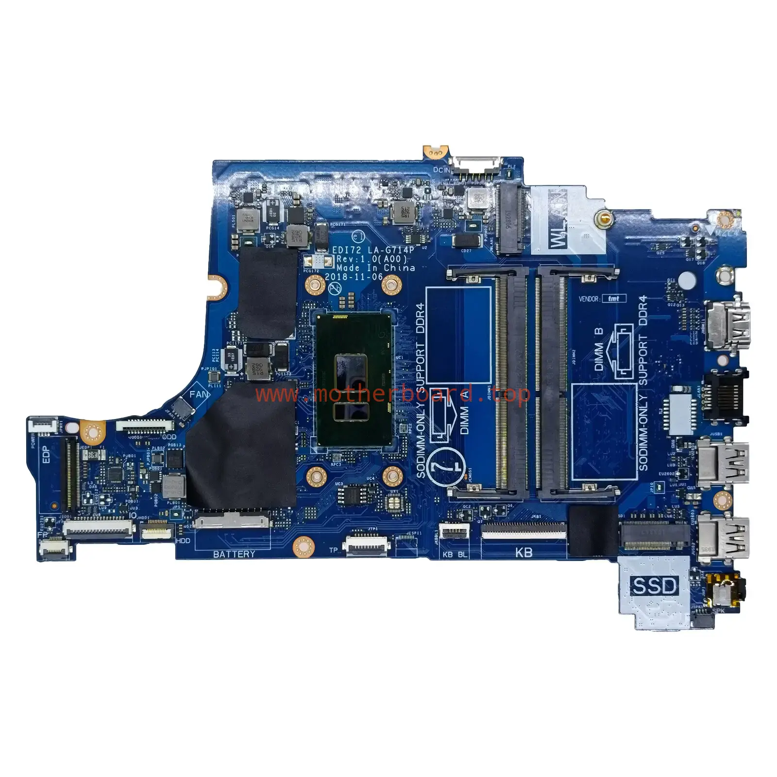 0H5W08 For Dell Inspiron 3481 Laptop Motherboard EDI72 LA-G714P i5-7200U 2