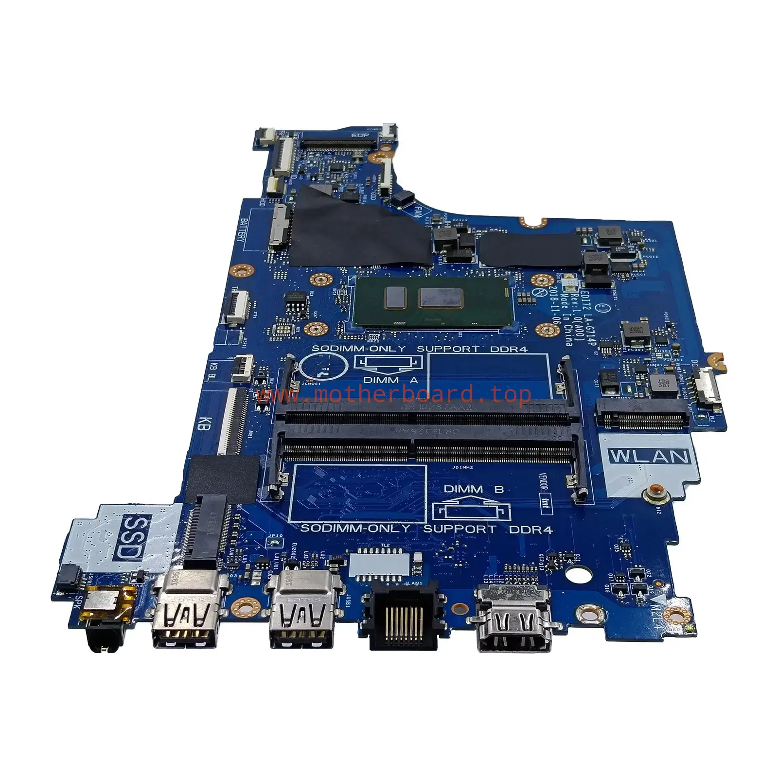 0H5W08 For Dell Inspiron 3481 Laptop Motherboard EDI72 LA-G714P i5-7200U 4