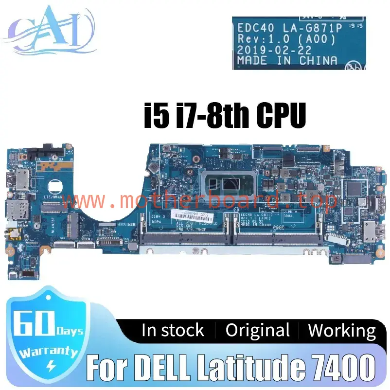 LA-G871P For DELL Latitude 7400 Laptop Motherboard i5 i7-8th 0FHPJ8 0M2JD3