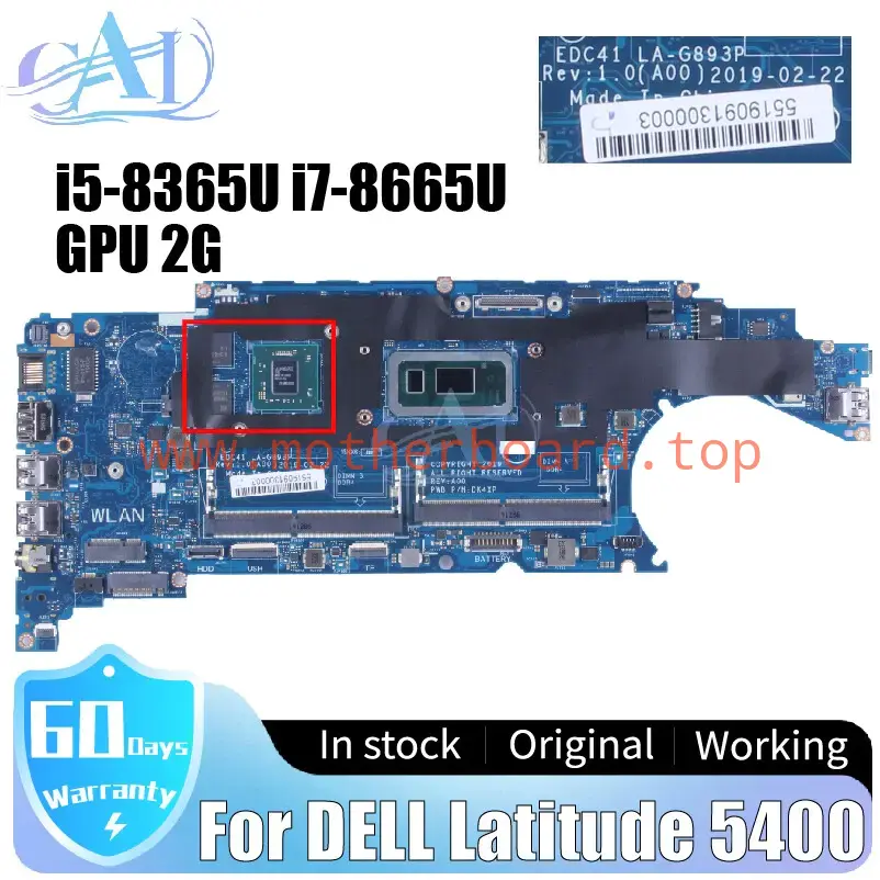 LA-G893P For DELL Latitude 5400 Laptop Motherboard i5-8365U i7-8665U GPU 2G
