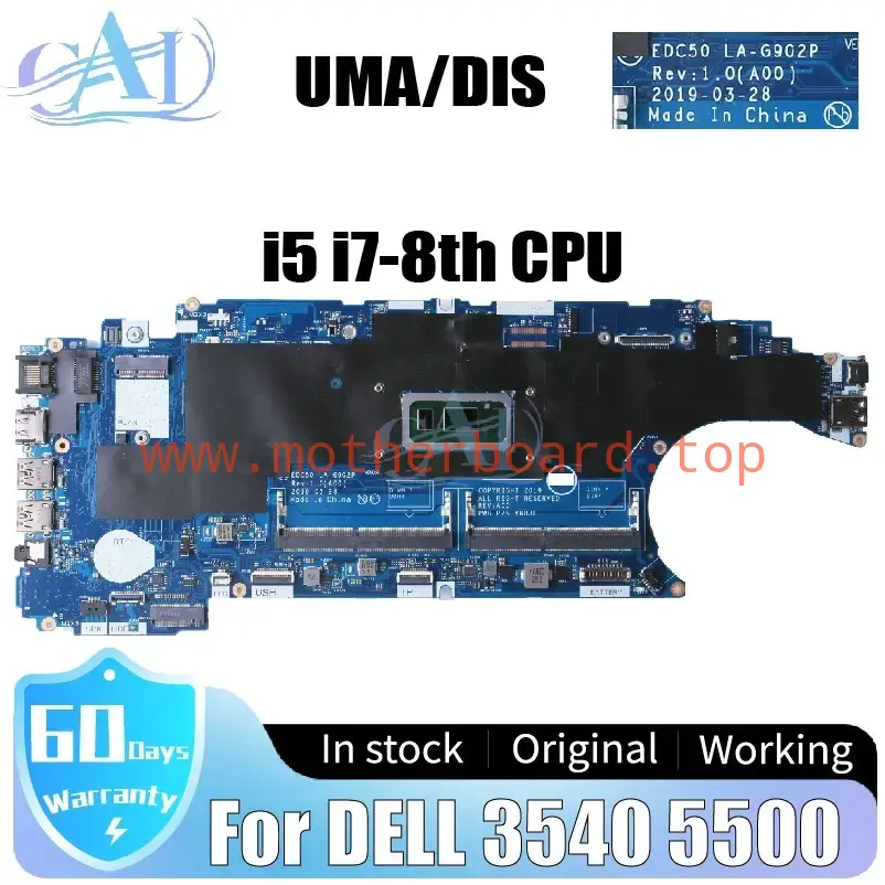 LA-G902P For DELL Precision 3540 5500 Laptop Motherboard 0KKXX7 I5 I7 UMA/DIS