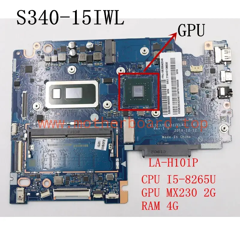 LA-H101P For Lenovo Ideapad S340-15IWL/14IWL Motherboard With 5405U I3 I5 I7 CPU 2