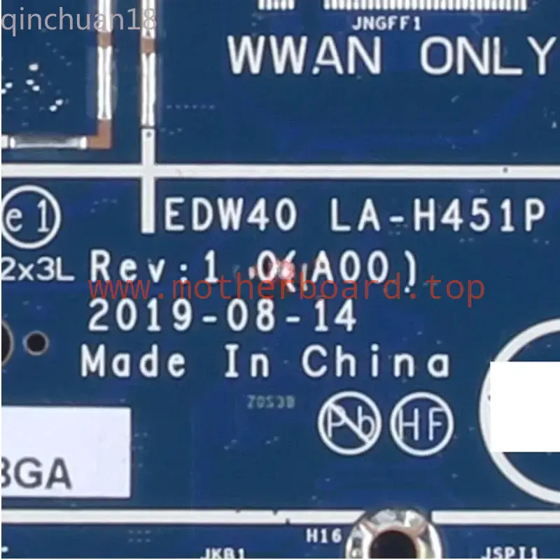 LA-H451P For Dell Inspiron 7490 Laptop Motherboard i5-10210U i7-10510U 8G 046V1H 4