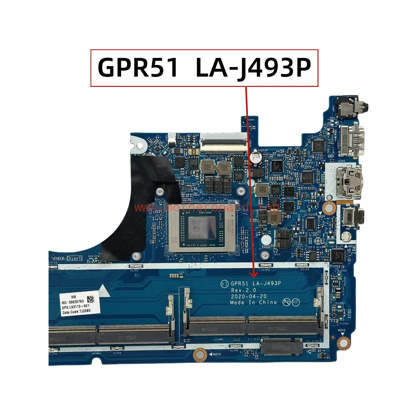 L93113-601 For HP ENVY X360 15-EE 15-ee0013dx Motherboard With R5-4500U LA-J493P 2