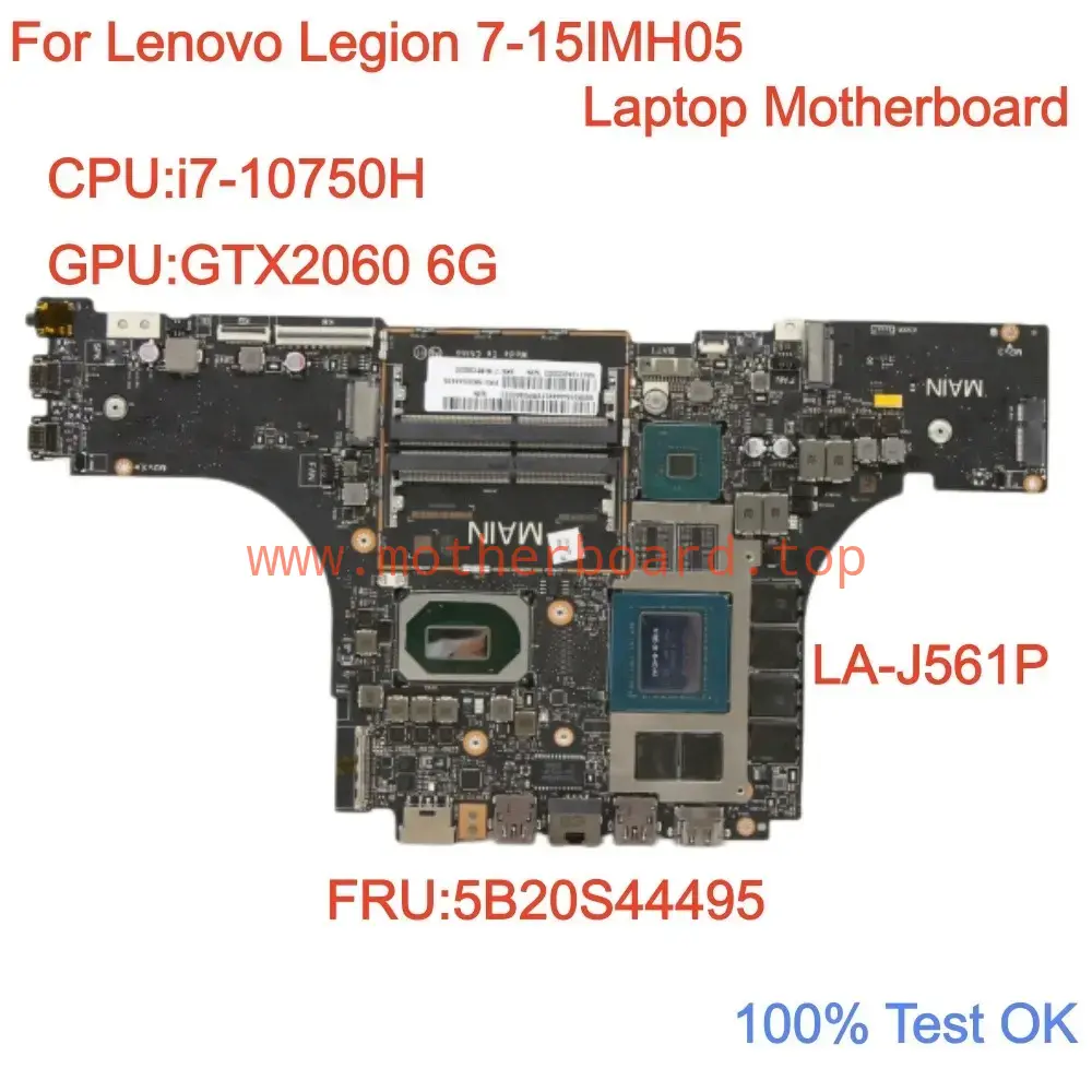 LA-J561P For Lenovo Legion 7-15IMH05 Motherboard i7-10750 RX2060 6G 5B20S44495