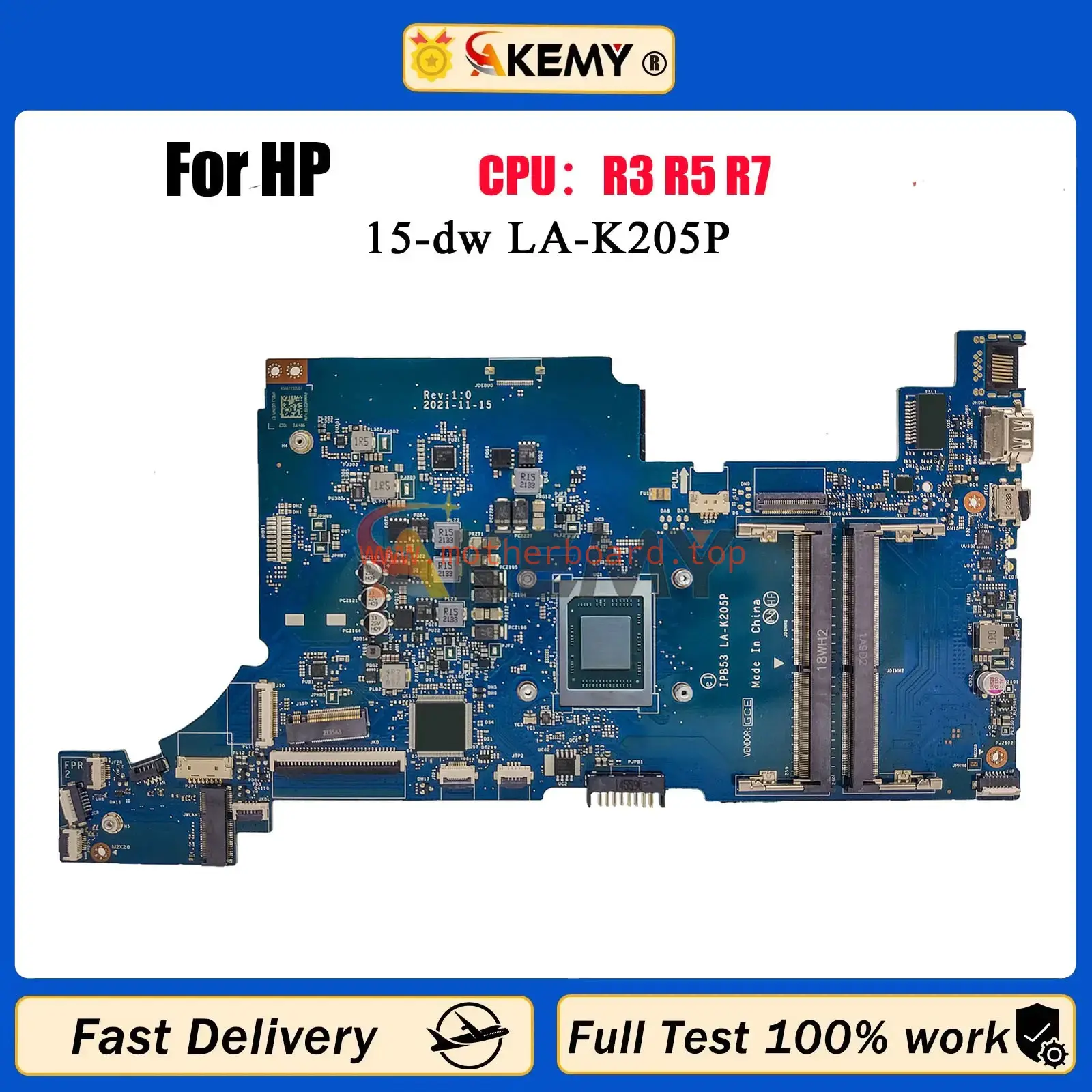 LA-K205P Laptop Motherboard For HP 15-DW With R3 R5 R7 DDR4 100% Fully Tested OK