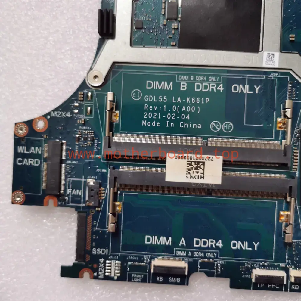 For Dell G15 5510 i7-10870H RTX3060 Motherboard GDL55 LA-K661P 0VKDJ6 3