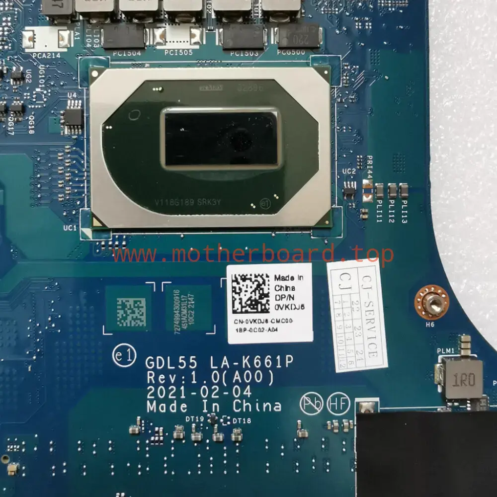 For Dell G15 5510 i7-10870H RTX3060 Motherboard GDL55 LA-K661P 0VKDJ6 4