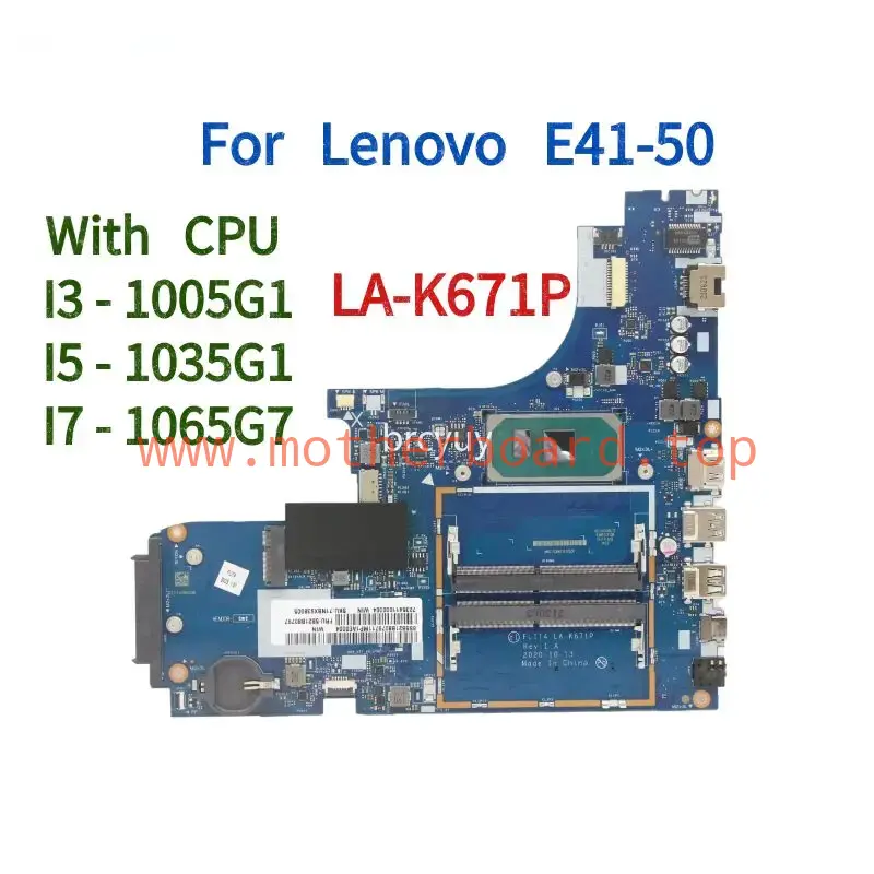 LA-K671P For Lenovo E41-50 Motherboard.With I3-1005G1 I5-1035G1 I7-1065G7 CPU