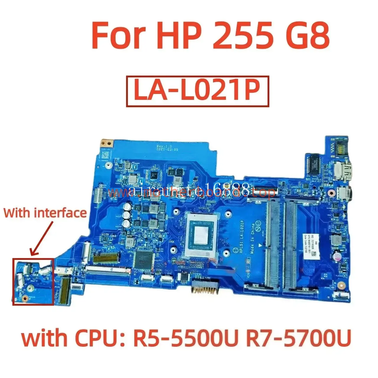 LA-L021P for HP 255 G8 motherboard w/ CPU:R5-5500U R7-5700U 100% tested OK