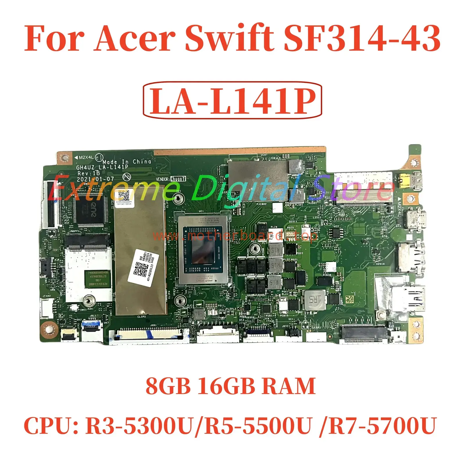 LA-L141P For Acer Swift SF314-43 Motherboard CPU:R3 R5 R7-5700U AMD RAM:8G 16G