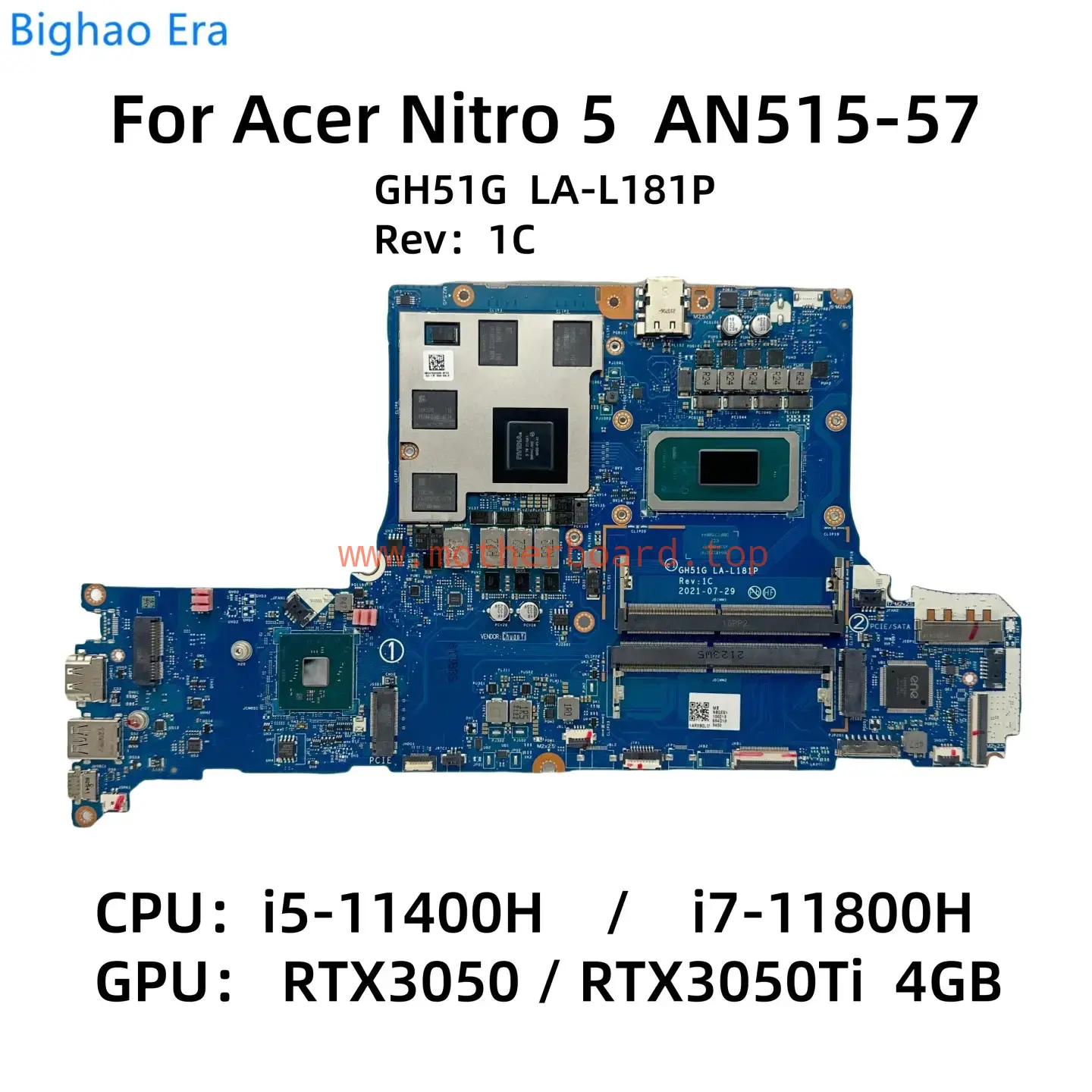 LA-L181P For Acer Nitro AN515-57 Motherboard With i5 i7 CPU GTX1650 RTX3050 GPU