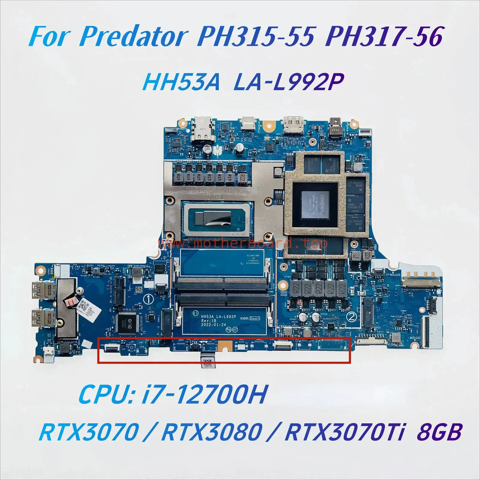 LA-L992P For Acer Predator PH315-55 PH317-56 Motherboard i7-12700H RTX3070 8GB