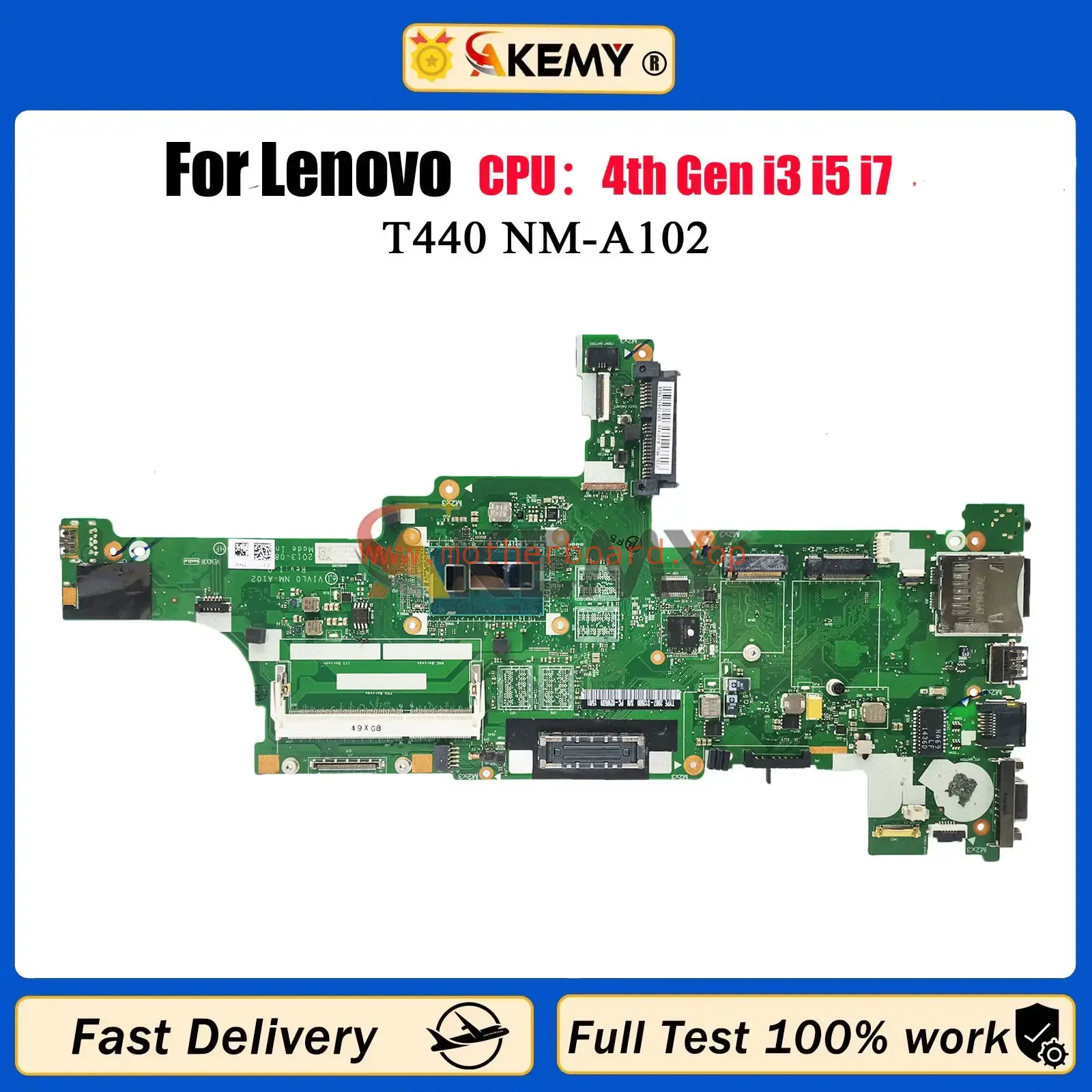 Laptop Motherboard NM-A102 For Lenovo T440 i3 i5 i7 4th Gen 4G-RAM 100% Tests OK
