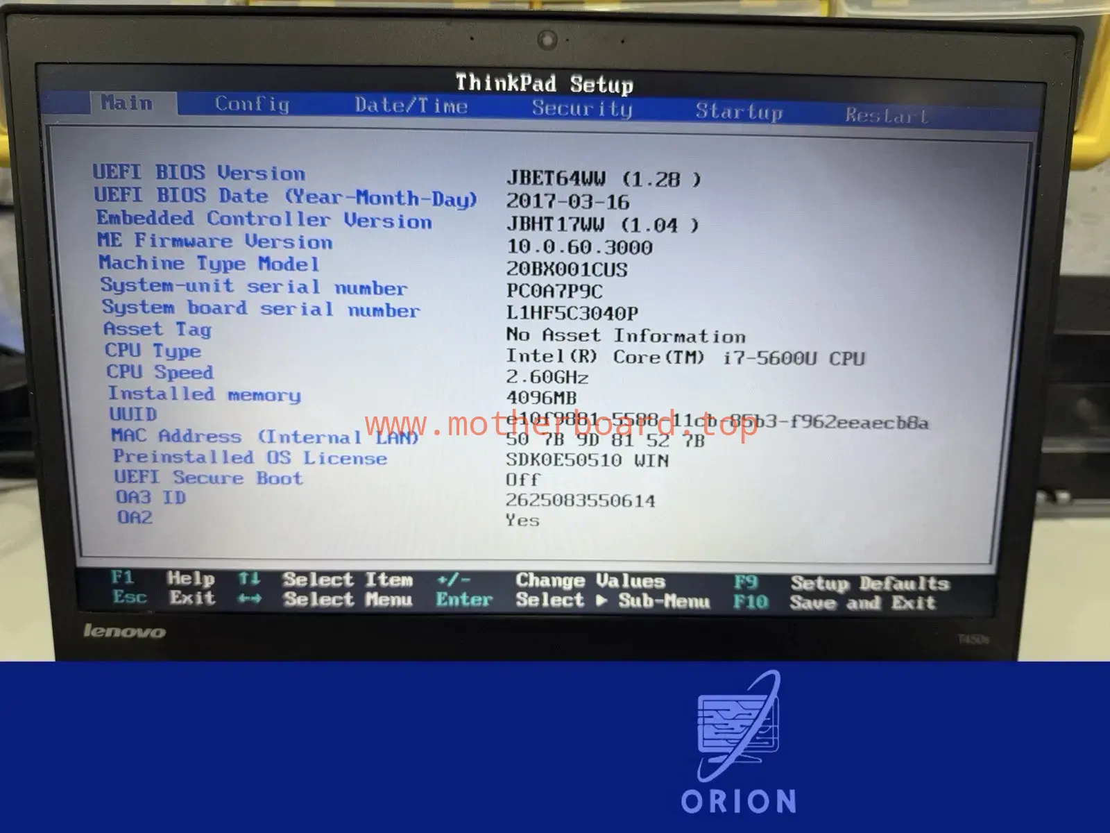 Lenovo ThinkPad T450S 20BX I7-5600U Motherboard NM-A302 00HT772 3
