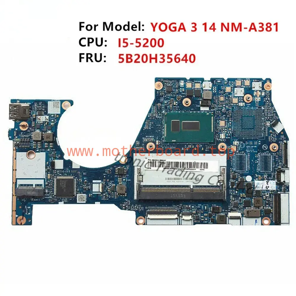 For Lenovo YOGA 3 14 Laptop Motherboard W8P I5-5200 UMA 5B20H35640 NM-A381 DDR3