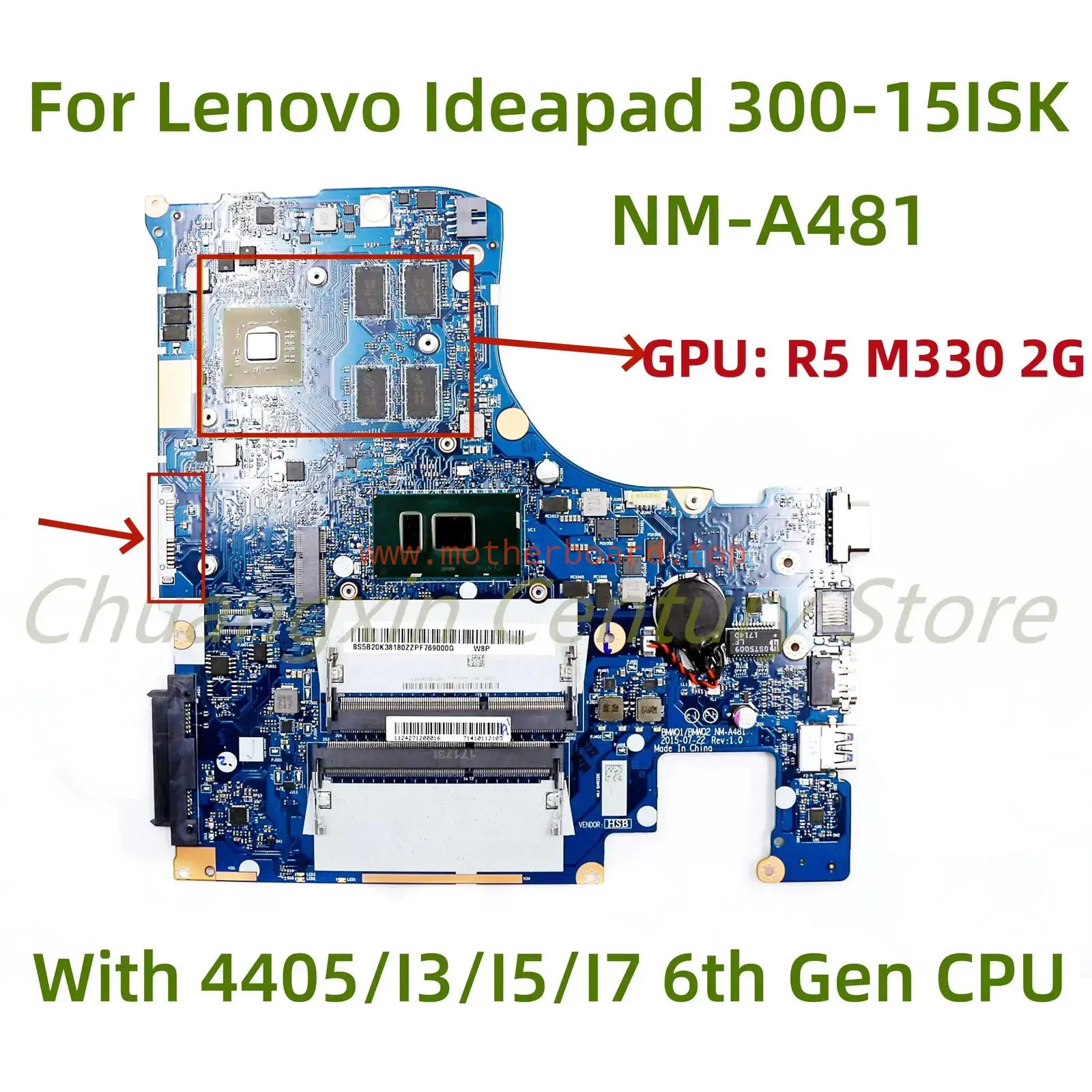NM-A481 motherboard for Lenovo Ideapad 300-15ISK with I5 I7-6th Gen R5 M330 2GB