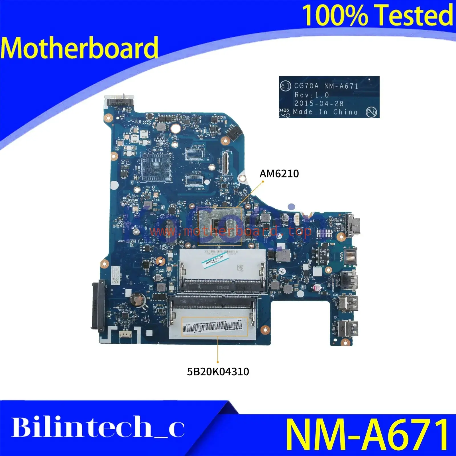 FOR G70-35 Integrated Laptop Motherboard NM-A671 AM6210 CPU #pq