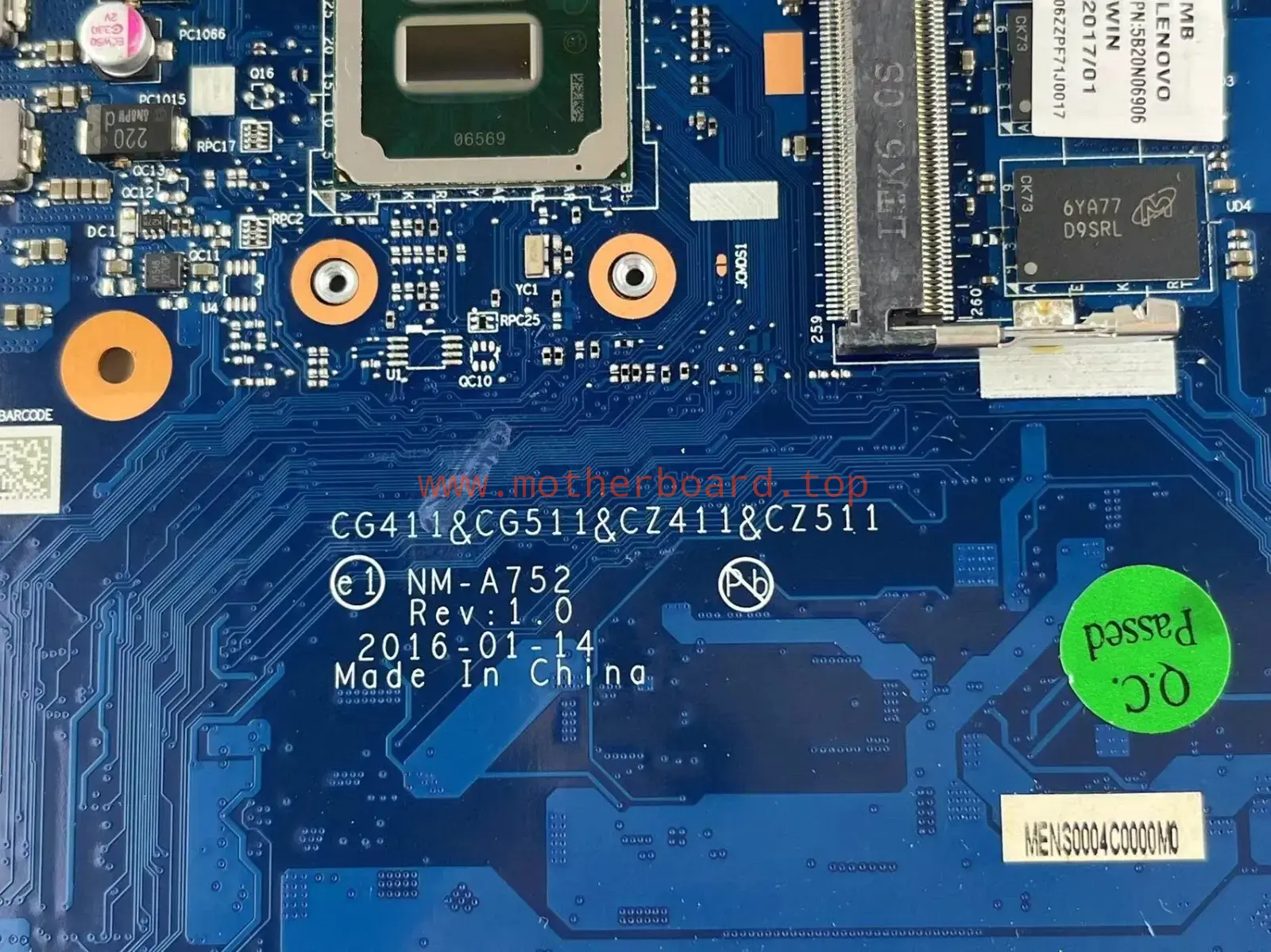 I3-6006 NM-A752 4GB Mainboard for Ideapad 310-15ISK MOTHERBOARD PN:5B20N06906 4