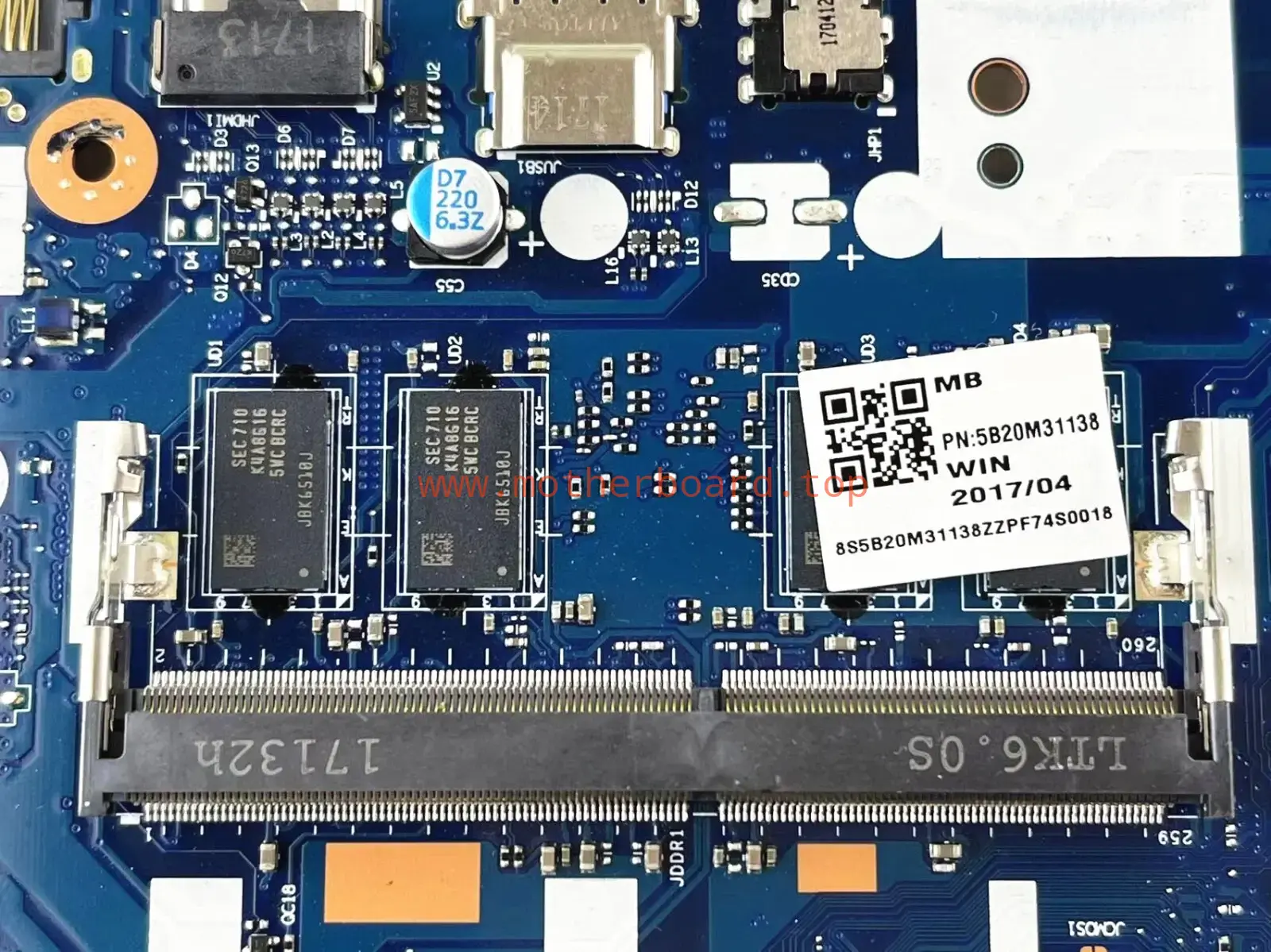 for LENOVO Ideapad 510-15IKB NM-A982 Motherboard 5B20M31138 4GB RAM I7-7500U CPU 3