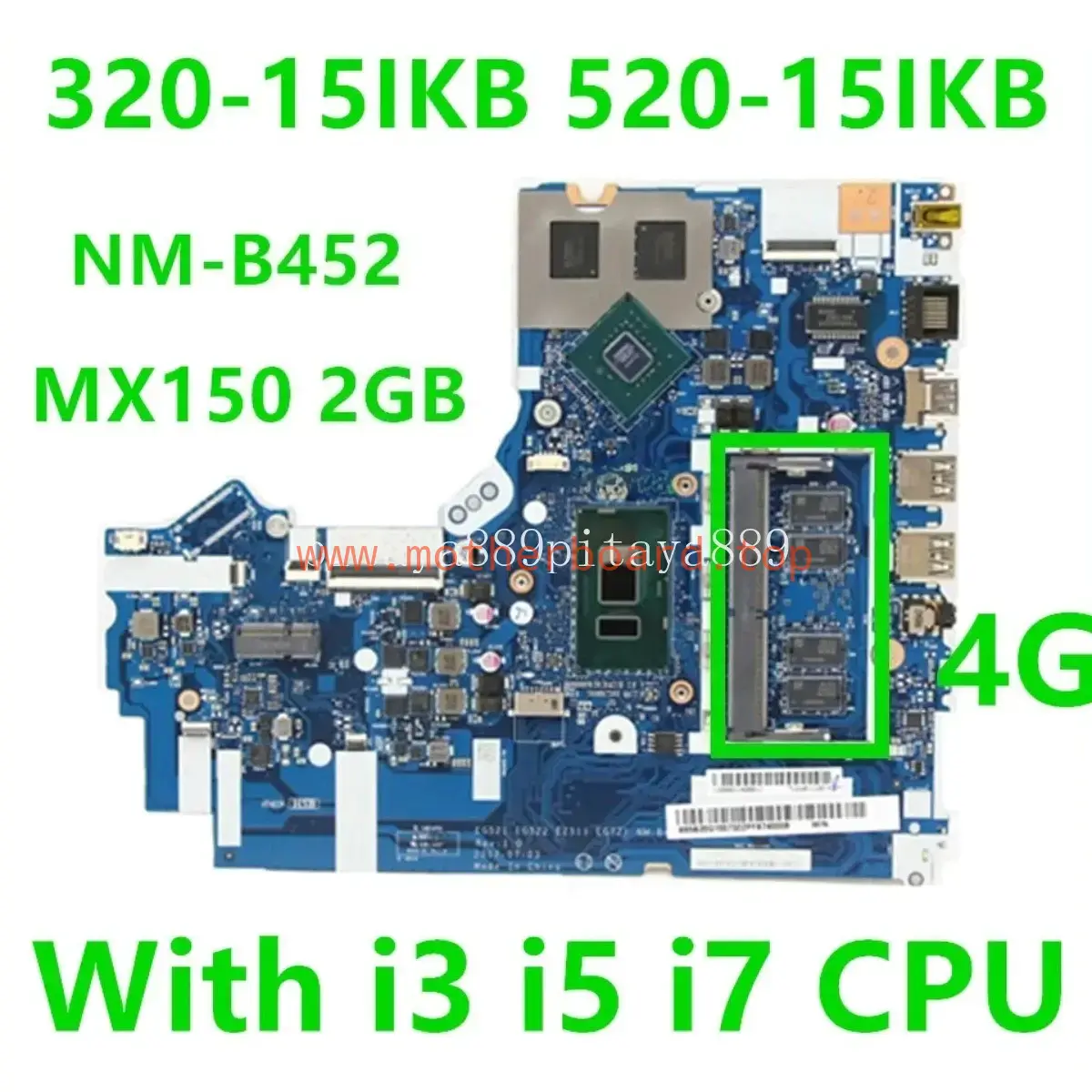 NM-B452 For Lenovo Ideapad 520-15IKB Motherboard i3 i5 i7 MX150 2G GPU 4GB RAM