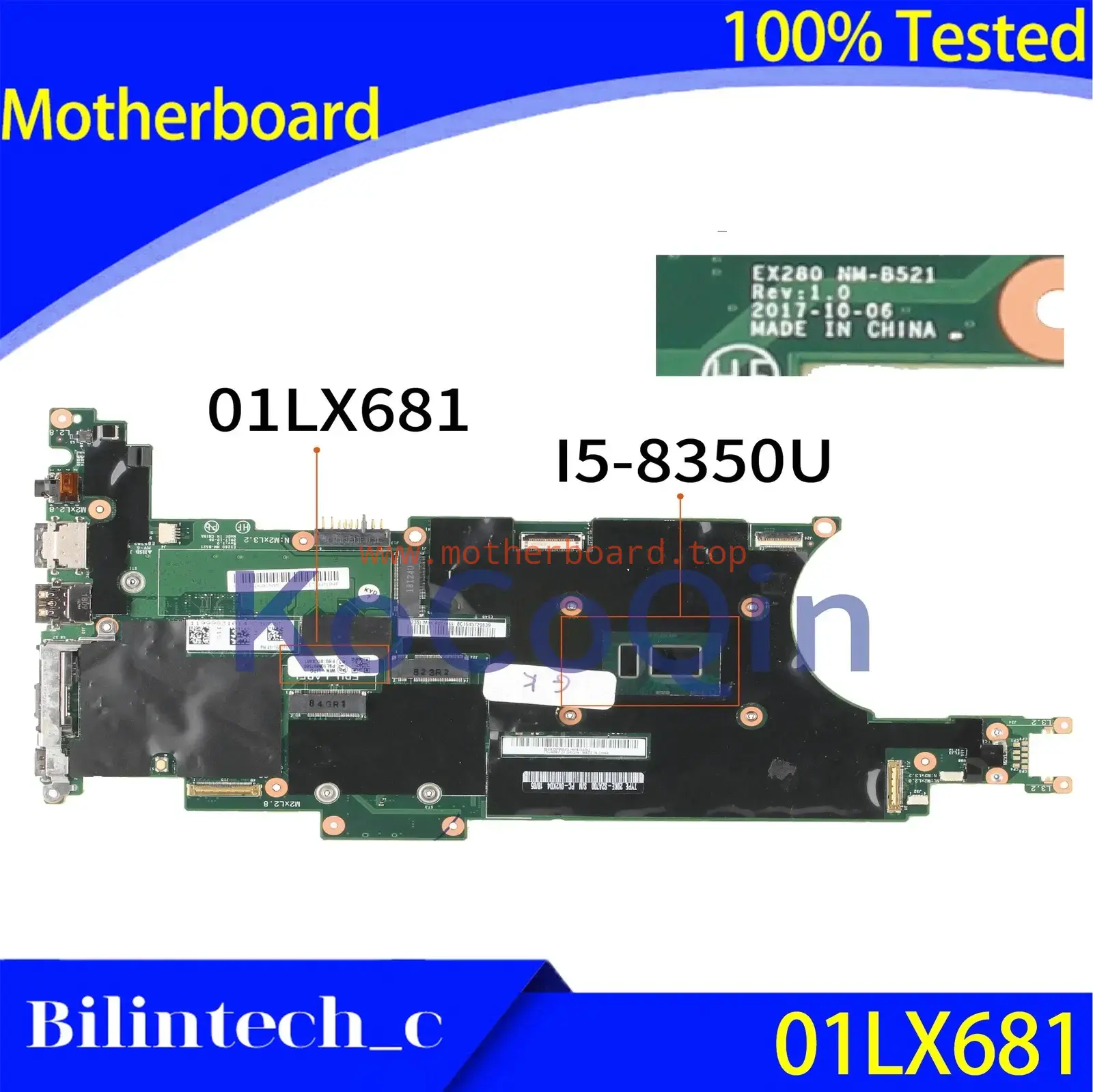 FOR Thinkpad X280 Motherboard SR3L9 I5-8350U 8GB 01LX681 EX280 NM-B521 *kk