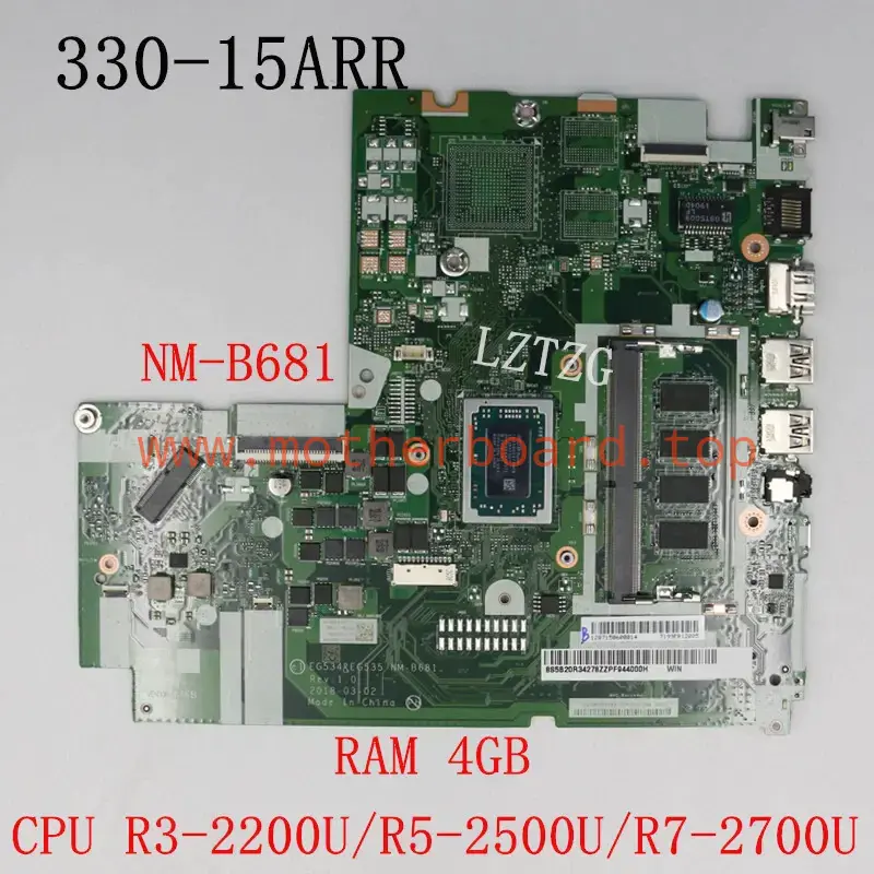 NM-B681 For Lenovo Ideapad 330-15ARR Motherboard CPU R3/R5/R7 UMA 4G 100% Tested
