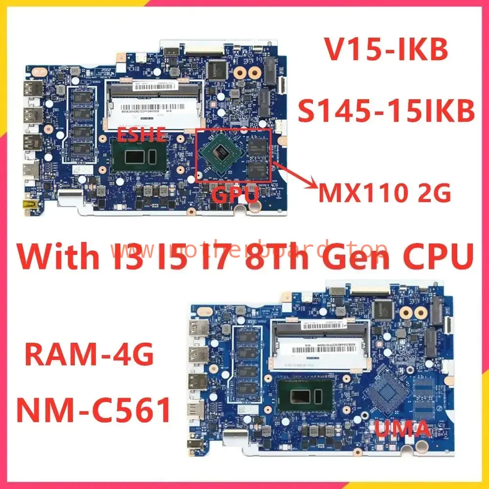 NM-C561 For Lenovo Ideapad S145-15IKB V15-IKB Motherboard With I5 I7 CPU 4GB RAM