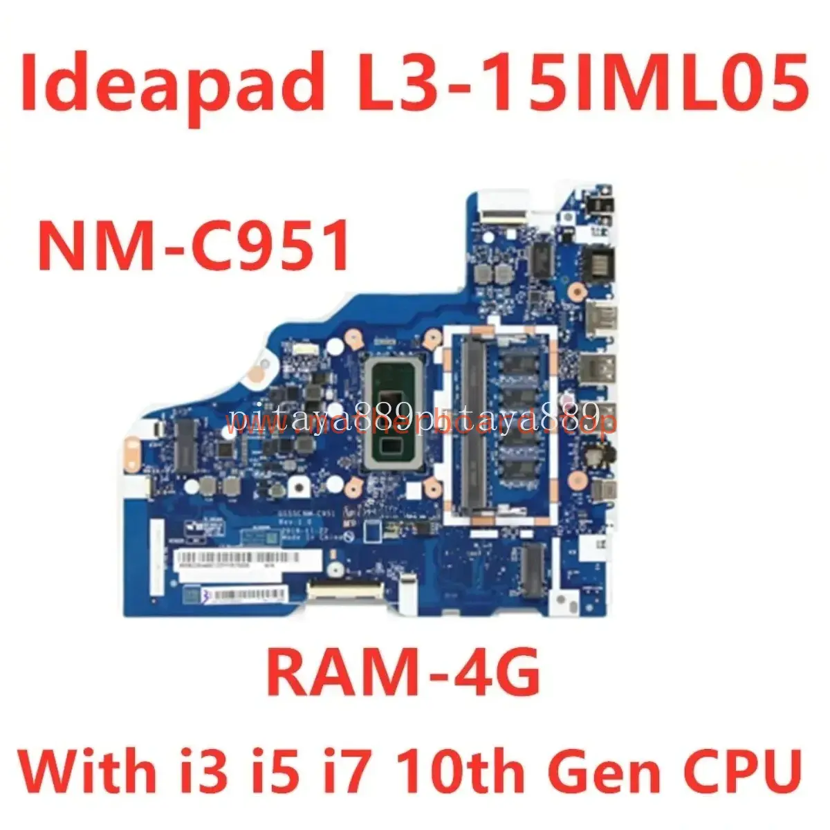NM-C951 For Lenovo Ideapad L3-15IML05 Motherboard i3 i5 i7 10th Gen CPU RAM 4GB