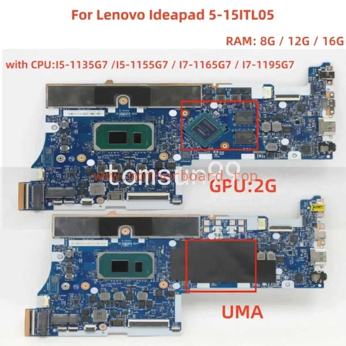 For Lenovo Ideapad 5-15ITL05 Motherboard NM-D211 W/ I5 I7 CPU 12G/16G RAM