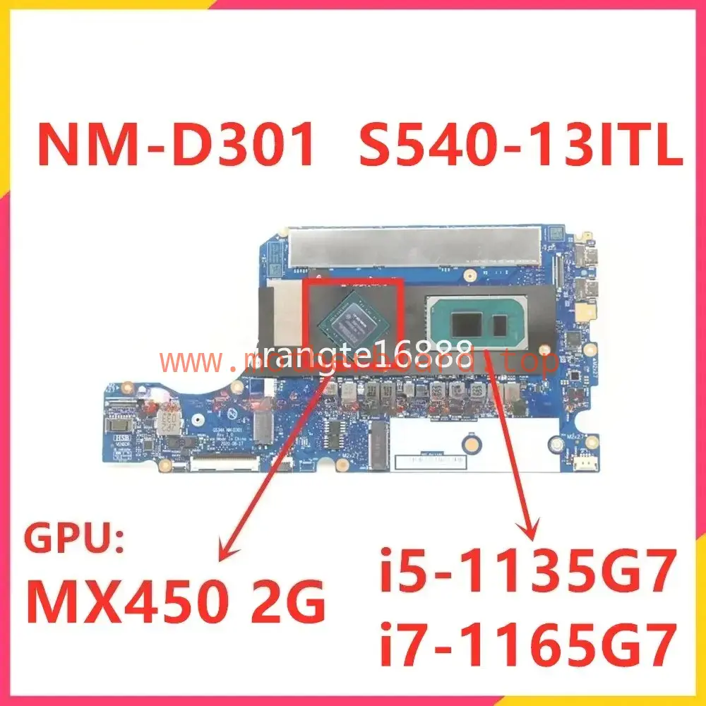 NM-D301 For Lenovo Ideapad S540-13ITL Motherboard W/ i5 i7 CPU 16G RAM MX450 2G