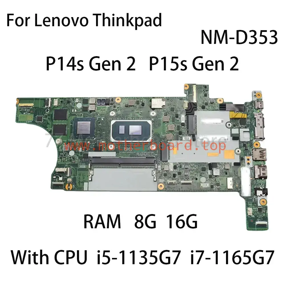 Motherboard NM-D353 For Lenovo Thinkpad P14s/P15s Gen 2 W/ i5 i7 DIS RAM 8G/16G