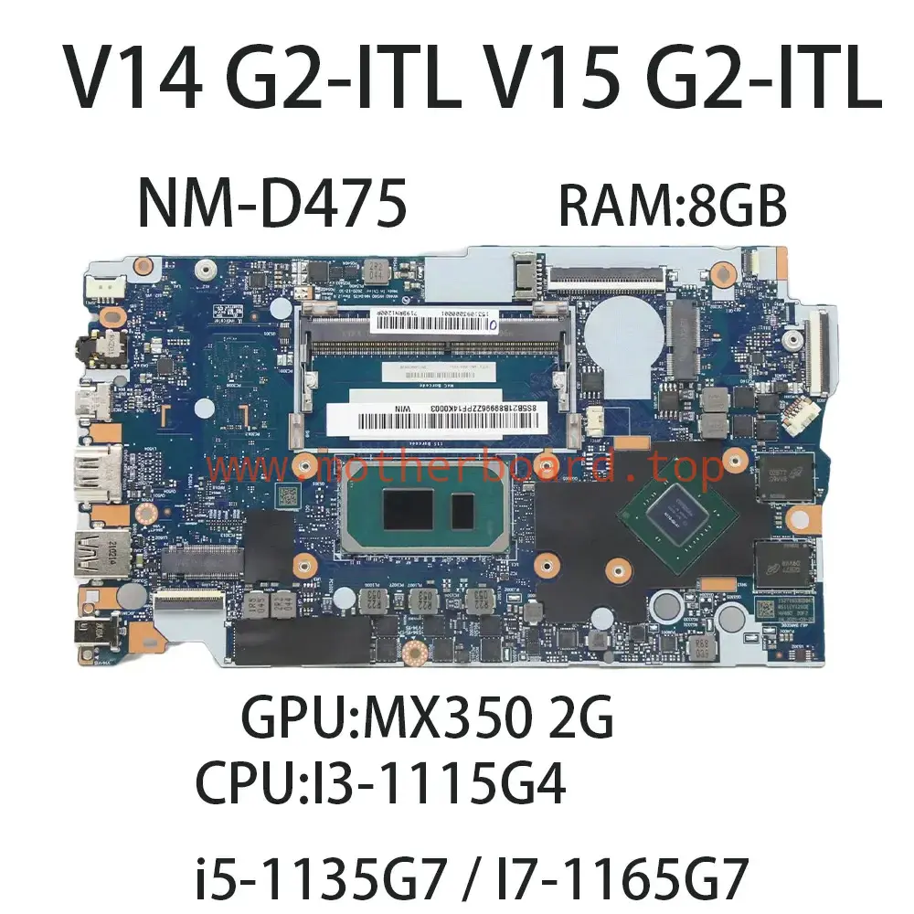 NM-D475 For Lenovo V15 G2-ITL Motherboard i5-1135G7 i7-1165G7 8G GPU MX350 2G